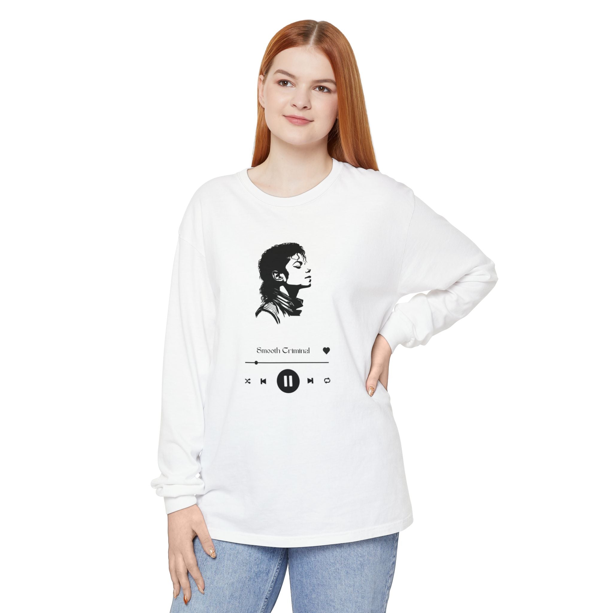 Long Sleeve T-Shirt — Retro Music Player Portrait Graphic