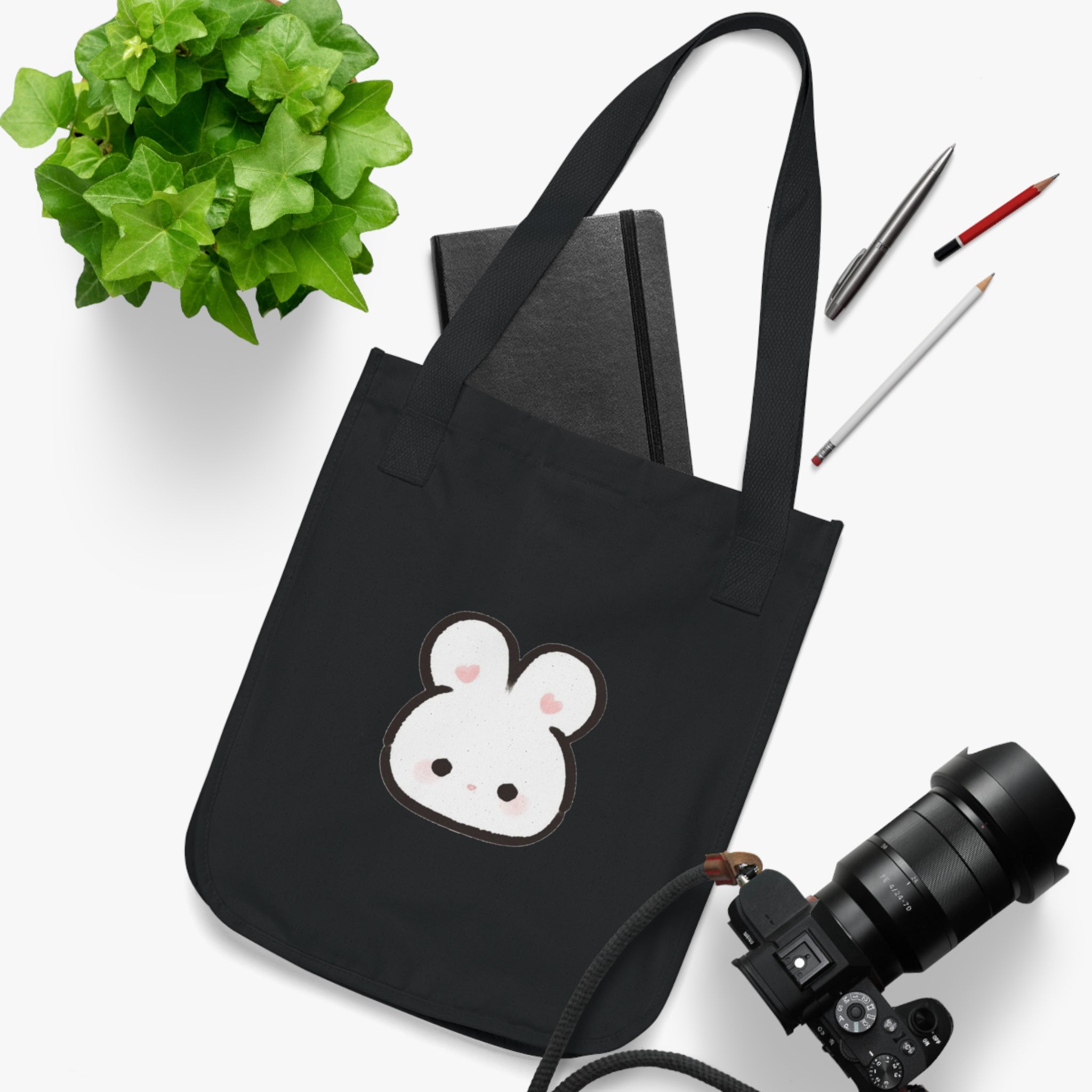 Cute Kawaii Bunny Tote Bag - Organic Canvas Grocery & Everyday Shopper