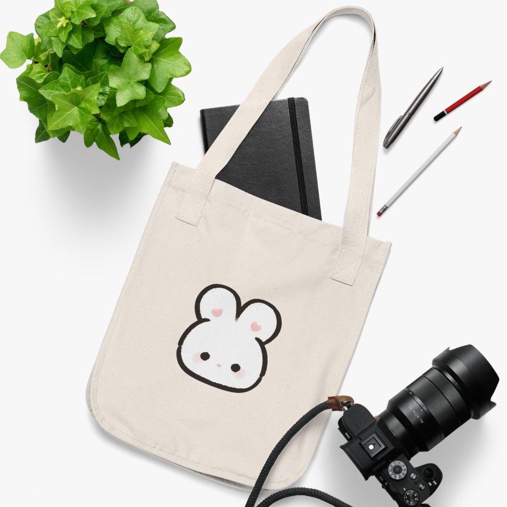 Cute Kawaii Bunny Tote Bag - Organic Canvas Grocery & Everyday Shopper