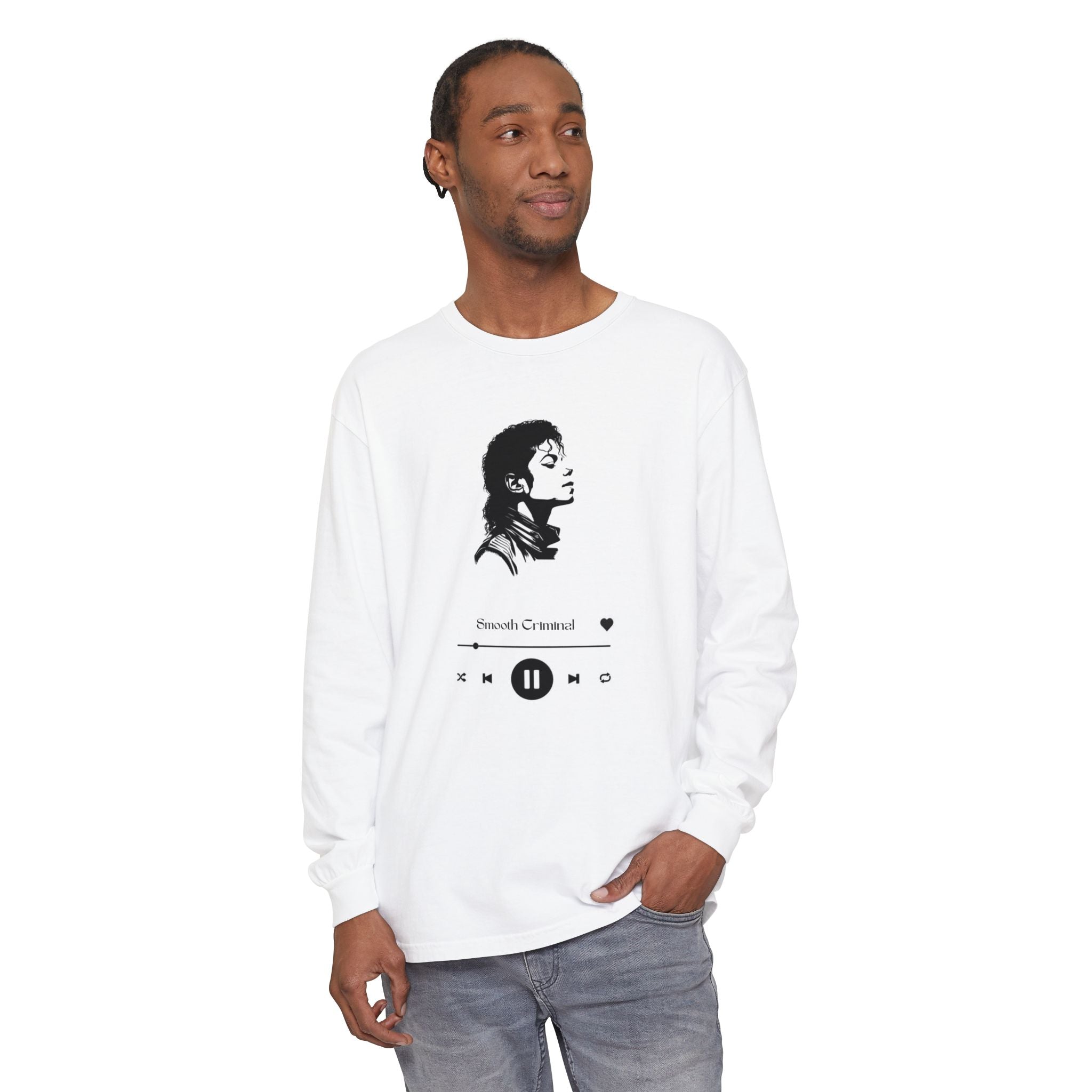 Long Sleeve T-Shirt — Retro Music Player Portrait Graphic