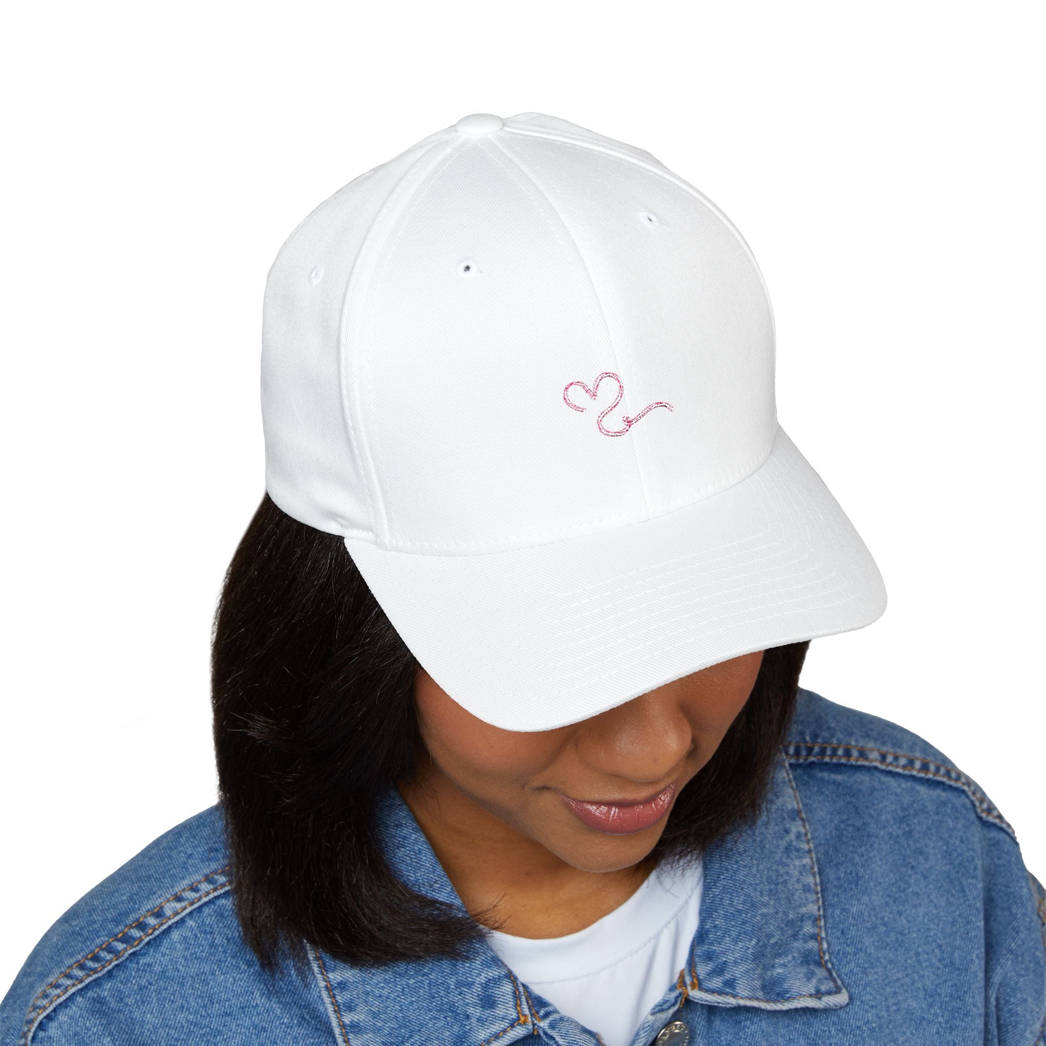 Embroidered Pink Heart Script Cap